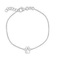 5.5"- 6.5" Polished Dog Paw Kids / Children's / Girls Bracelet - Sterling Silver