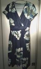 Women's Navy Floral Midi Sundress with Pockets - Size Small GREAT CONDITION 