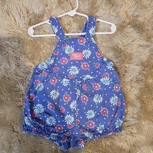 Vintage Oshkosh B'Gosh Polka Dot Floral Bubble Romper Baby Girls Size 6-9m