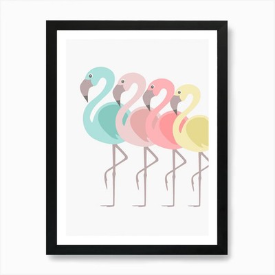 Flamingos 4 Kunstdruck gerahmt Wandbild Poster Leinwanddruck Bild
