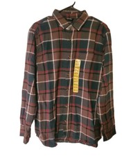 Eddie Bauer Men's Flannel Overland Plaid Mocha 100 Cotton Size Medium New