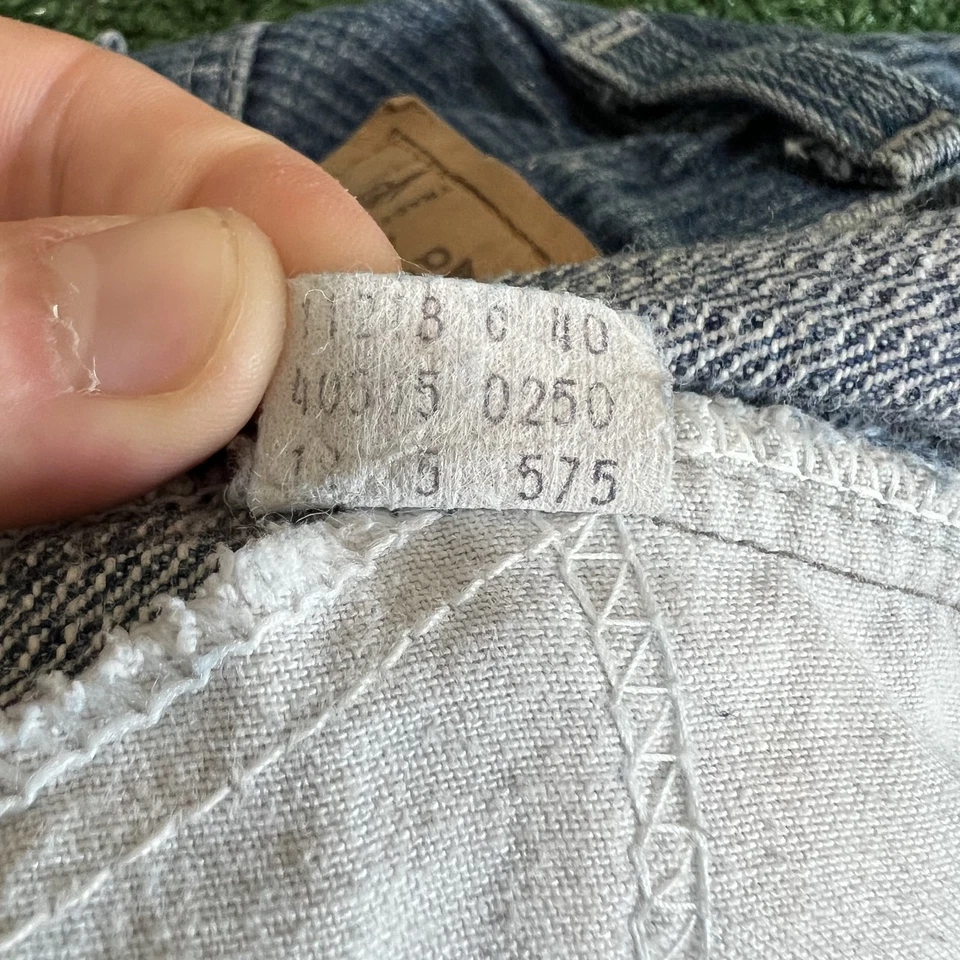 VTG Levi's 40505-0250 Hickory Pinstripe Jeans Mens 33x31" Blue Straight USA 70s - Image 3 of 4