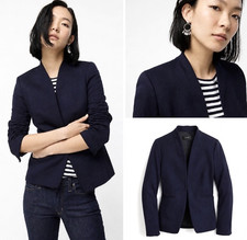 J. CREW Going Out Open Front Blazer Jacket Stretch Twill Navy Blue Career SZ 2P