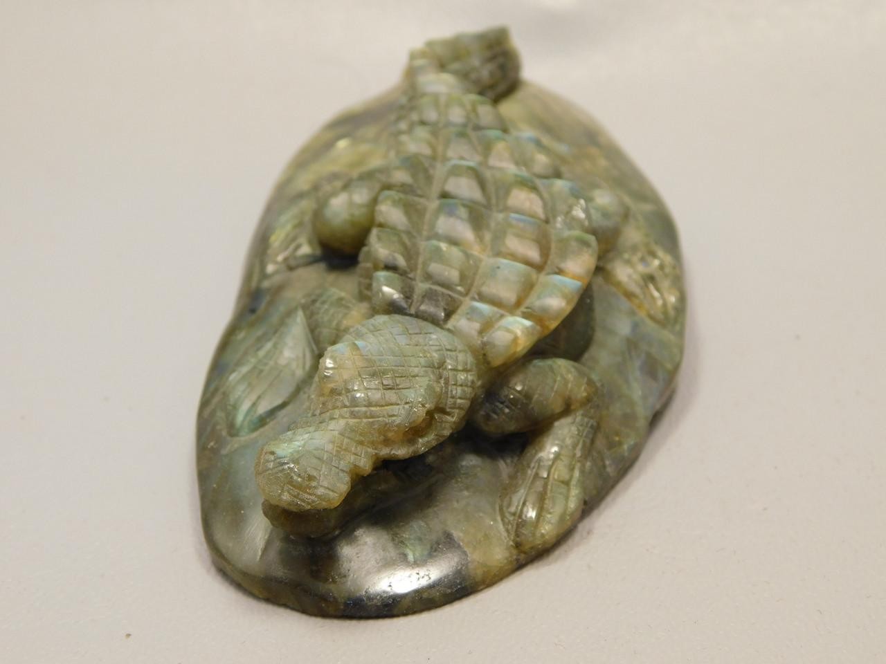 Crocodile or Alligator Figurine Labradorite Gemstone 4.3 inch Carving #O65