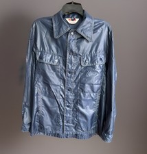 VTG 70s Kentfield Killer NYLON Disco Shacket.white Trim.large