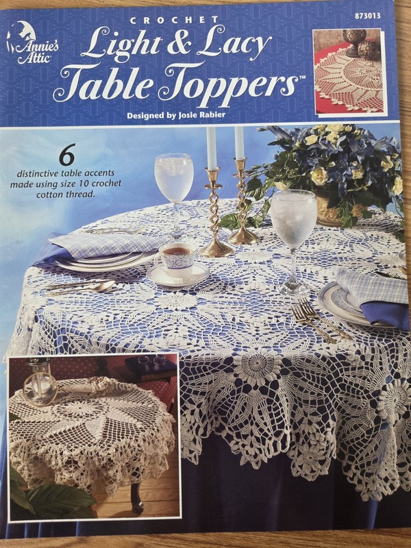 Annies Attic Crochet Light & Lacy Table Toppers Pattern Book Using Cotton Thread