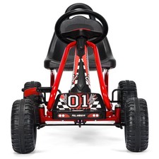 Topbuy 4-Wheel Kids Pedal Powered Ride on Go Kart Red