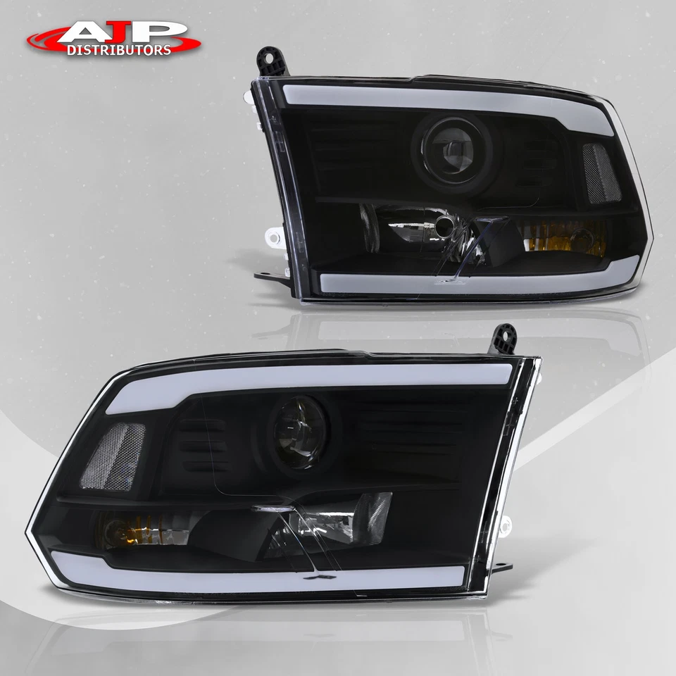 Black Driving LED Tube Head Lights Lamp For 2009-2018 Dodge Ram 1500 2500 3500 - Imagem 4 de 4