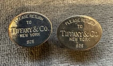 Tiffany & Co New York 925 Sterling Silver Oval Tag Cufflinks Fixed Back