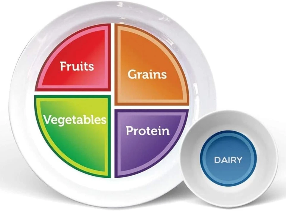 Plato de control de porciones MyPlate reforzado con tazón para lácteos - Herramienta de educación para la salud Foto 3 de 4