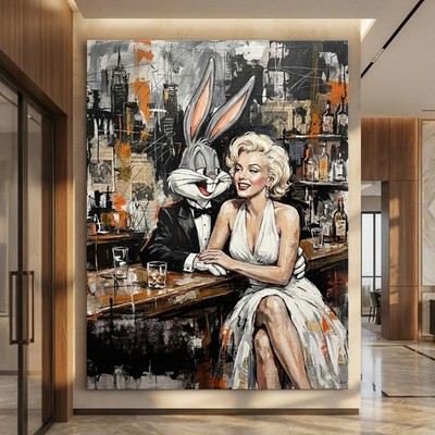 Marilyn Monroe und Bunny in Love Pop Art, Leinwand, Acrylglas Wandbild