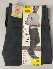 Copper Oak Men's Tech Utility Pants Straight Fit Stretch Flex Waist GRAY 32x30