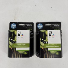 New HP 65 TOA36AN Black, Yellow, Cyan and Magenta Ink Cartridge Lot of 2