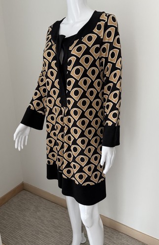 Diane von Furstenberg DVF schwarz bedruckt Gaby Seide Jersey Tunika Minikleid, 12 - Bild 2 von 11
