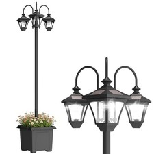Solar Laterne Stehleuchte mit Blumentopf 185cm Höhenverstellbar Gartenlaterne