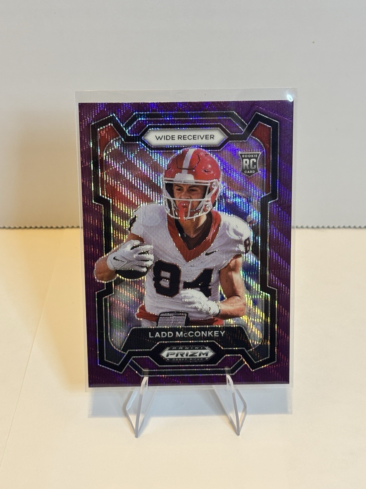 2024 Panini Prizm Draft Picks Ladd McConkey #180 Purple Wave Prizm (RC)