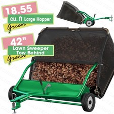 42" Tow-Behind Lawn Sweeper for Grass Collection with Leaf Collector Hopper NEW