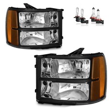 Pair Headlights Assembly For 2007-2013 Gmc Sierra 1500 2500hd 3500hd With Bulbs