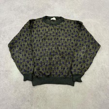 Vintage Knitted Jumper abstract patterned grandad knit sweater Men's L
