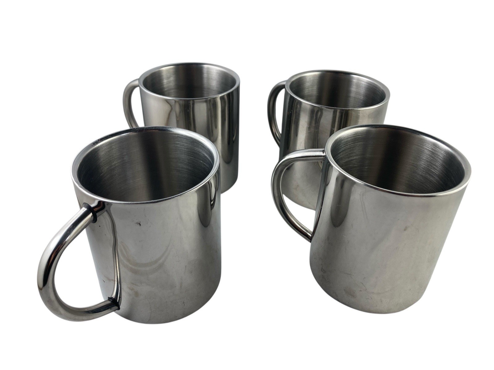 4x Henkeltassen aus ROSTFREIEM EDELSTAHL Trinkbecher Chrom 0,25l Bundeswehr