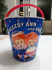 Vintage Raggedy Ann Andy Tin Pail 1972 Chein Playthings Bobbs-Merrill Co.