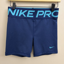 Nike Pro Girl&rsquo;s Blue Solid Compression Shorts XL Pull On Elastic Waist Stretch