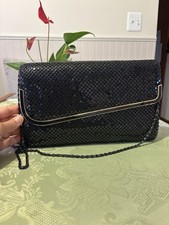 Vintage Black Metal Mesh Chainmail Evening Clutch Glam Purse Handbag Shoulderbag