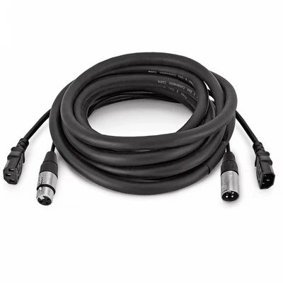 LEDJ Combi IEC DMX XLR 3-Pin Male to Female Cable Lighting Mains Lead 1.5 to 10m