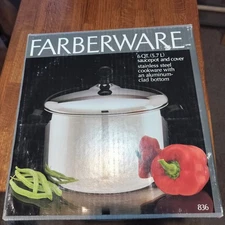 Vtg Farberware 6 Qt Quart Stock Pot & Lid Aluminum Clad Stainless Dutch Oven 