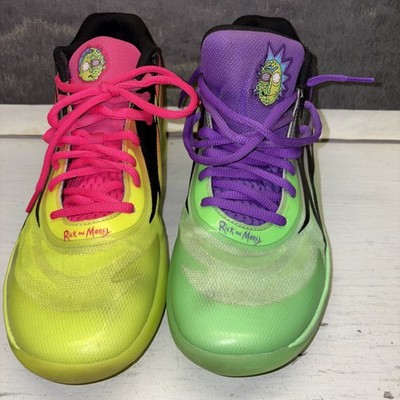 Puma MB.02 Rick and Morty Mens 12 Neon Green Pink 377411-02 Basketball Shoes