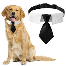1 Pack Pet Collar Black Dog Wedding Tuxedo Neck Tie Cotton Adjustable L
