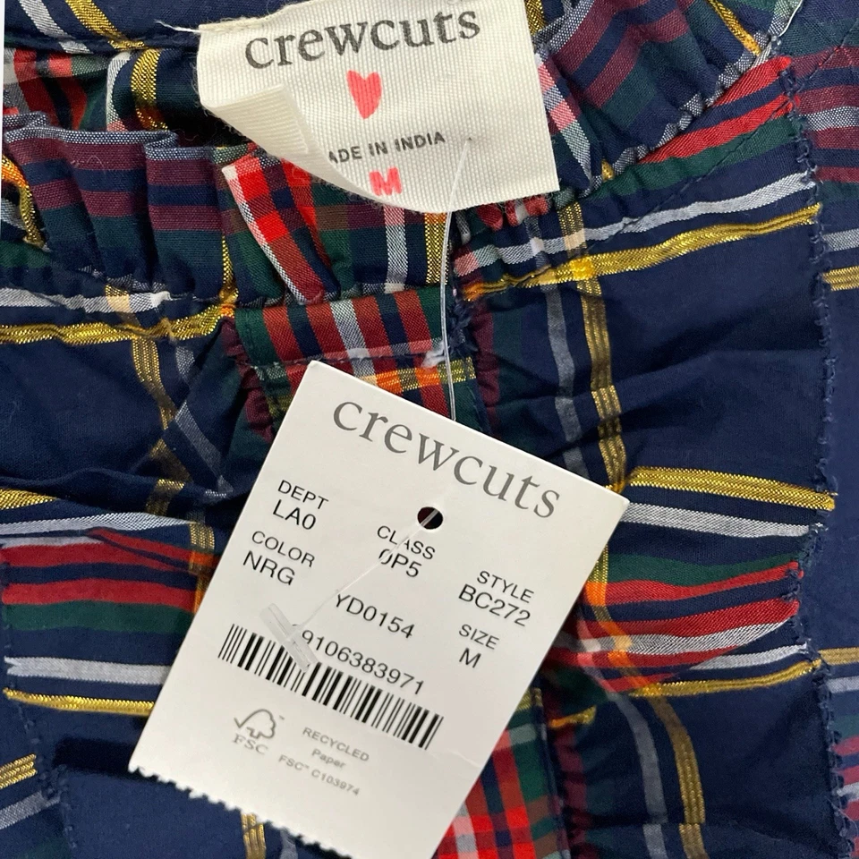 Crewcuts NWT girls navy tartan shirt and leggings set metallic glitter holiday M - Image 4 of 4