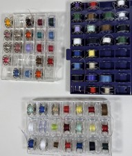Lot of 60 Sewing Bobbins With Cases, Multi Types