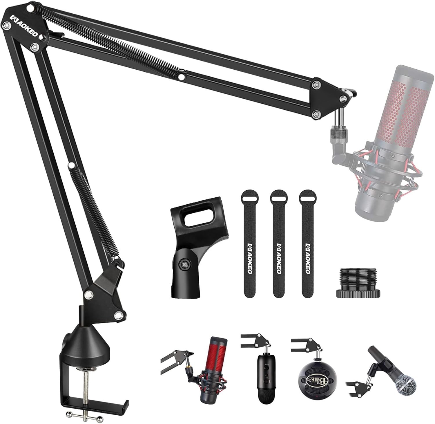 Bras micro réglable Aokeo AK-35 pied de micro articulé suspendu en métal robuste - 3