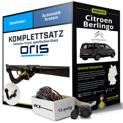 Anhängerkupplung ORIS abnehmbar für CITROEN Berlingo +E-Satz EBA EC 94/20