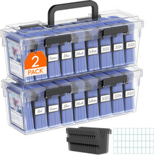 Trading Card Storage Box with Handle, Fit for Toploader, 2 Pcs