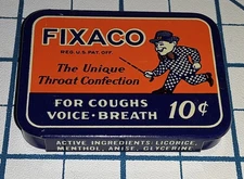 1940s NOS FIXACO Throat Confection Tin - Leprechaun on Front - St. Louis Tin Box