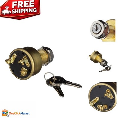 Durable 3-Position Ignition Starter Switch with Brass Finish - Boat Ready