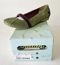KILLAH Miss Sixty Ballet Flats Green Suede Leather Round Toe New NIB WOMENS 36/6