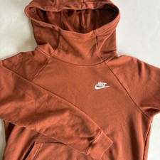Nike Womens Sportswear Essential Funnel Neck Hoodie Burnt Orange Small