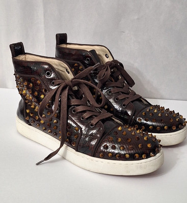 Barocco Los Angeles Spike Studded Leather Croc Print High Top Sneakers Men's 10