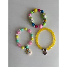 Kids Beaded Stretch Bracelet Set 3pc Bunny Unicorn Sun Multi Color Easter Gift