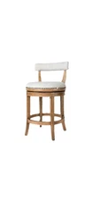 Maven Lane Alexander Low-Back Swivel Stool, Weathered Oak, Counter New