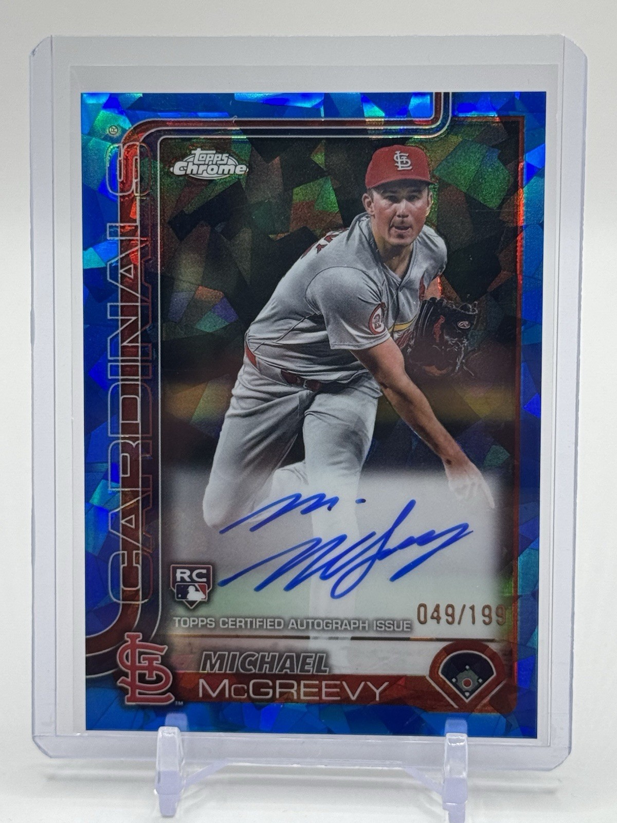 2025 Topps Chrome Sapphire Michael McGreevy Rookie Auto /199 Cardinals