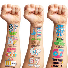 96 PCS Funny Six Seven 67 Pre-Cut Temporary Tattoos for Kids  Super Cute Themed