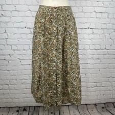 VTG Anna  Frank Floral Silk Elastic Waist Buttoned Unlined Midi Skirt Small S