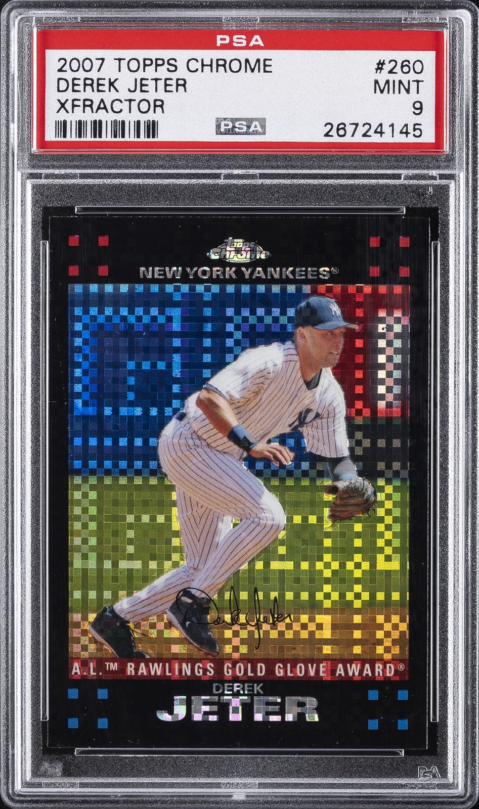 2007 TOPPS CHROME XFRACTOR #260 DEREK JETER PSA 9 view 1