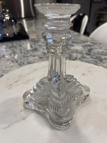 Vintage Tiffany Style Crystal Cut Glass Candle Stick Holder