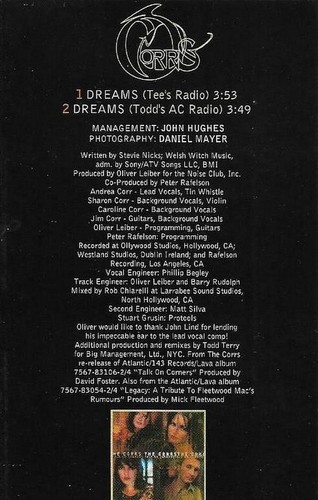 The Corrs Dreams CASSETTE SINGLE Electronic Garage House Fleetwood Mac cover - Picture 3 of 5