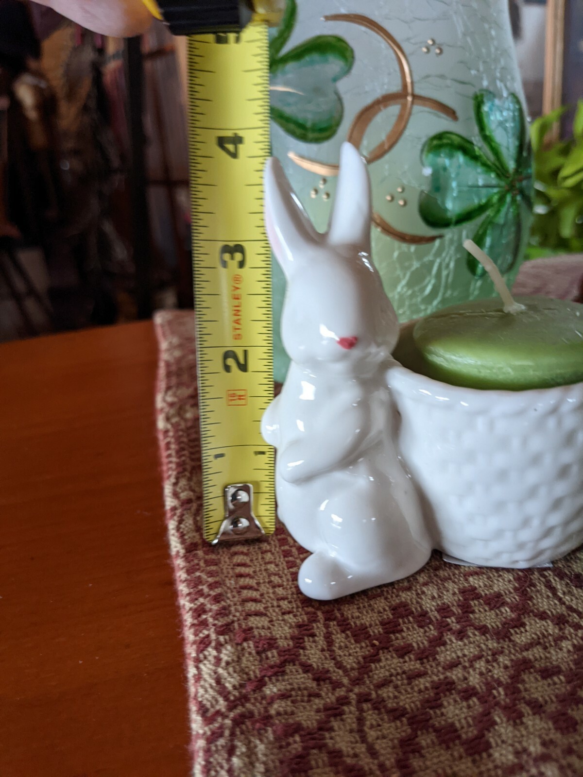 Yankee Candle Easter Basket Tea Light Votive Holder White Bunny w/Pink